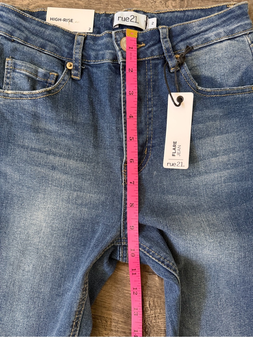 Rue21 Womens High Rise Flare Jeans Size 2 Medium Wash Stretch Y2K Streetwear - Picture 11 of 14